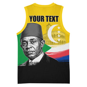 Personalized Comoros Independence Day Basketball Jersey Ahmed Abdallah Vintage Portrait Sketch