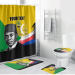 Personalized Comoros Independence Day Bathroom Set Ahmed Abdallah Vintage Portrait Sketch