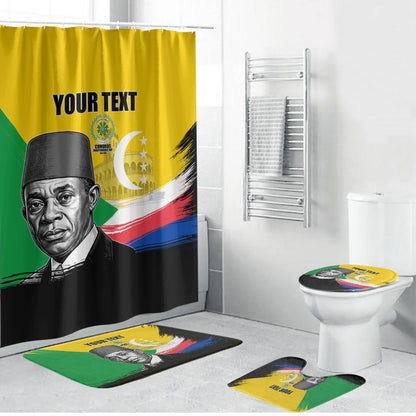 Personalized Comoros Independence Day Bathroom Set Ahmed Abdallah Vintage Portrait Sketch