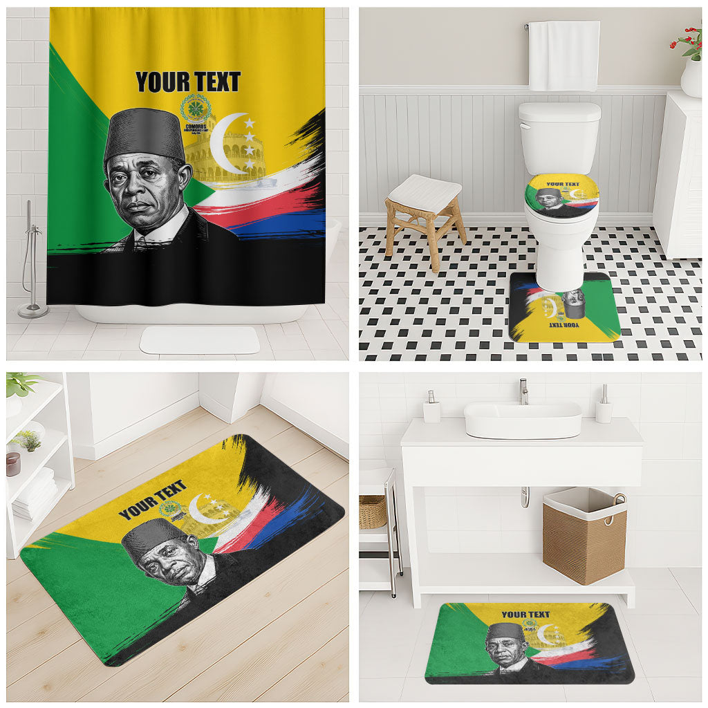 Personalized Comoros Independence Day Bathroom Set Ahmed Abdallah Vintage Portrait Sketch