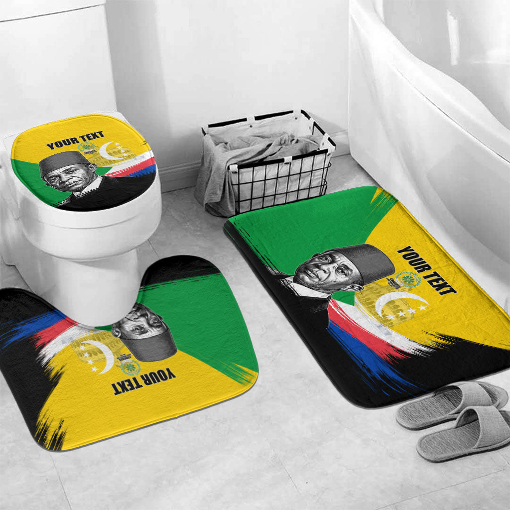 Personalized Comoros Independence Day Bathroom Set Ahmed Abdallah Vintage Portrait Sketch