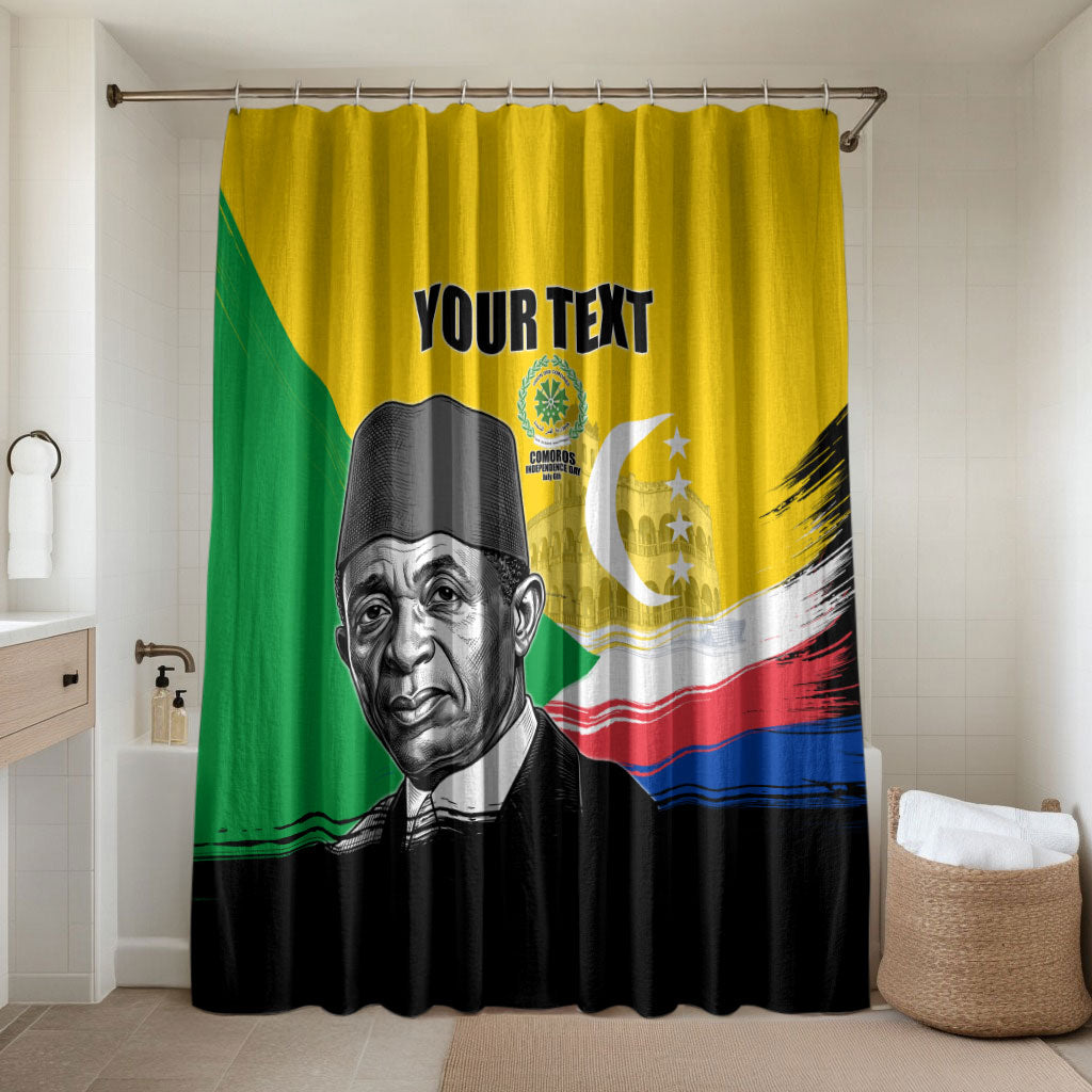 Personalized Comoros Independence Day Bathroom Set Ahmed Abdallah Vintage Portrait Sketch