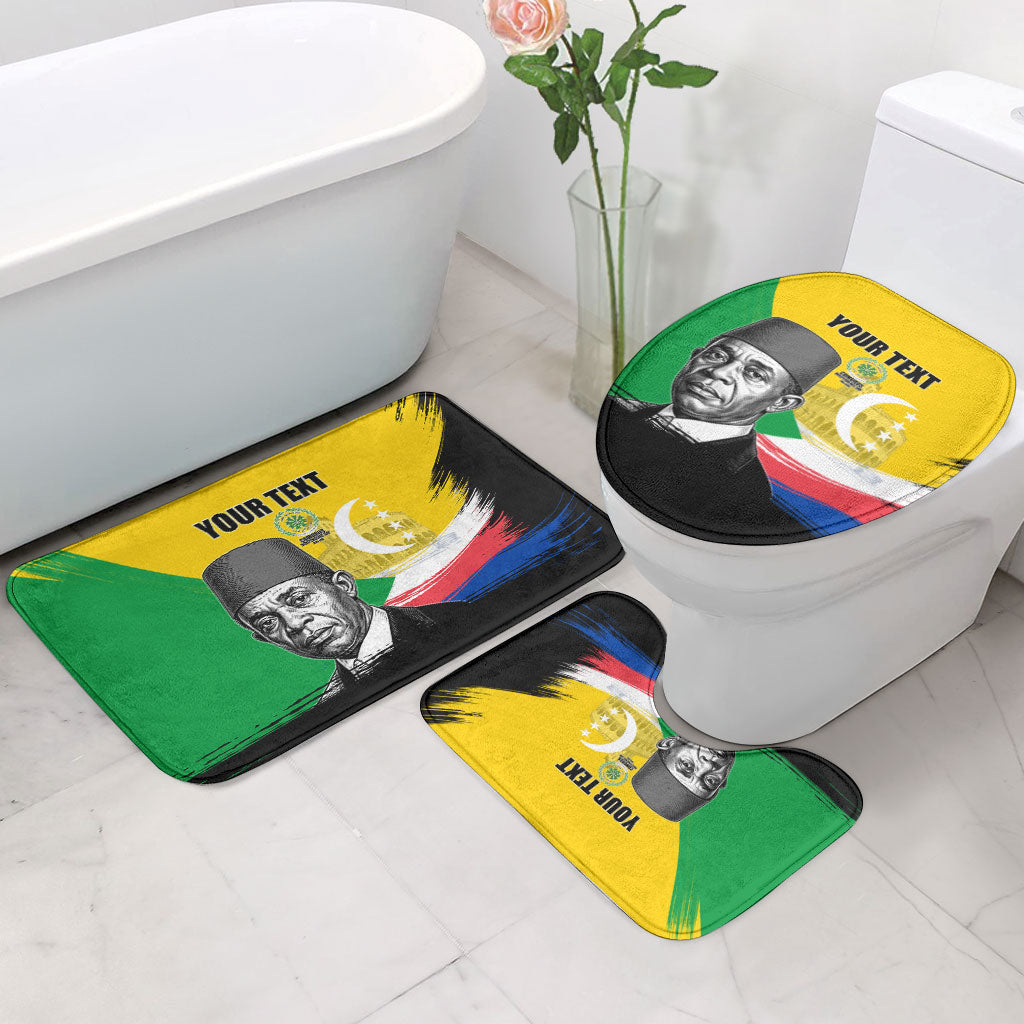 Personalized Comoros Independence Day Bathroom Set Ahmed Abdallah Vintage Portrait Sketch
