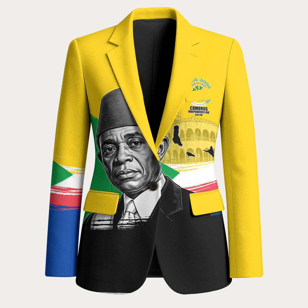 Personalized Comoros Independence Day Blazer Ahmed Abdallah Vintage Portrait Sketch