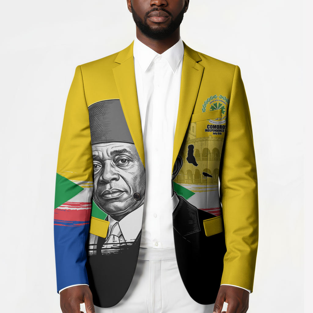 Personalized Comoros Independence Day Blazer Ahmed Abdallah Vintage Portrait Sketch