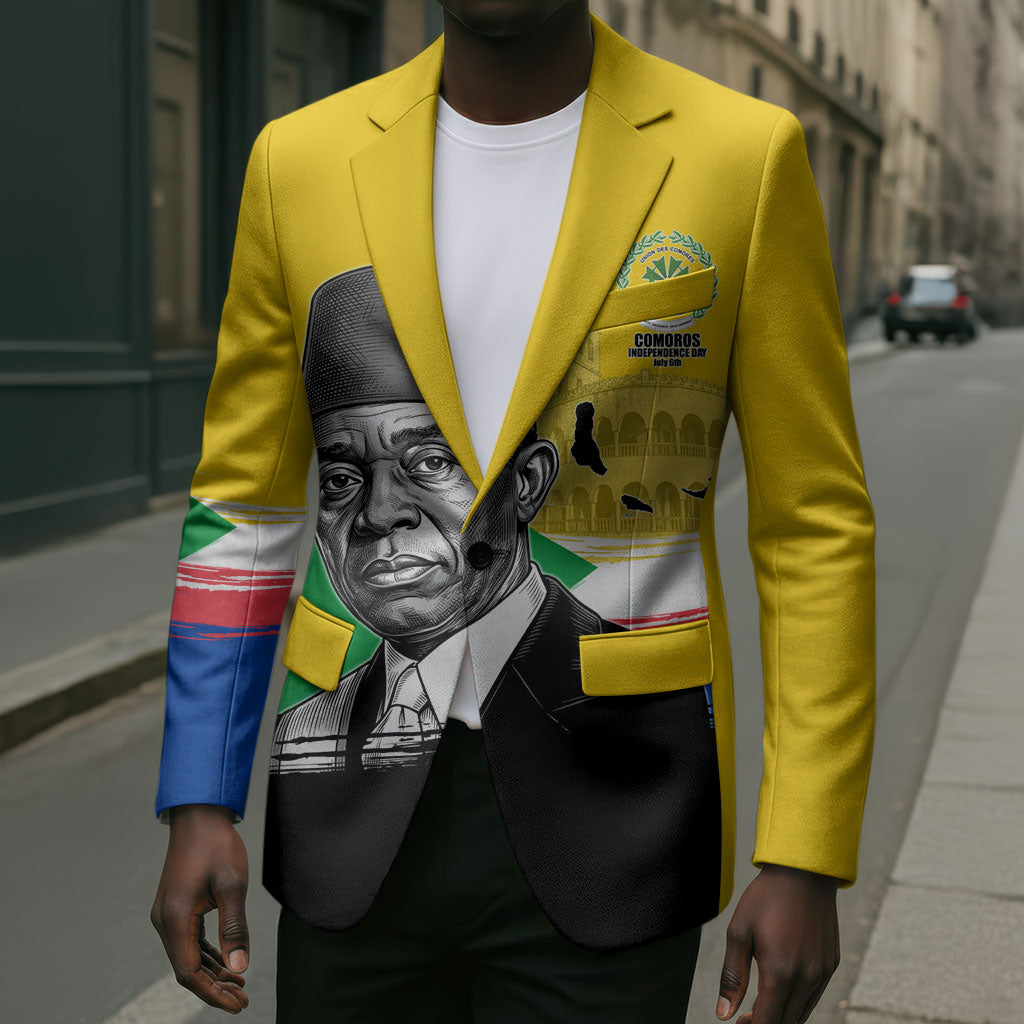 Personalized Comoros Independence Day Blazer Ahmed Abdallah Vintage Portrait Sketch