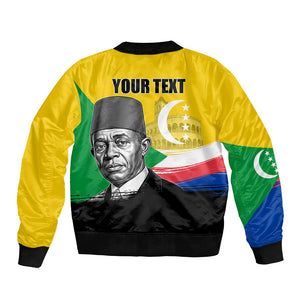 Personalized Comoros Independence Day Bomber Jacket Ahmed Abdallah Vintage Portrait Sketch