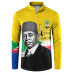 Personalized Comoros Independence Day Button Sweatshirt Ahmed Abdallah Vintage Portrait Sketch