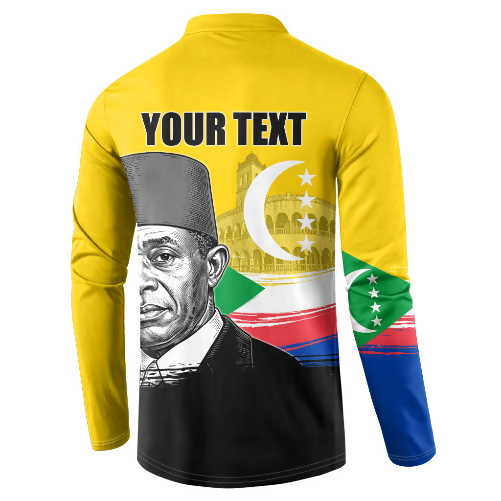 Personalized Comoros Independence Day Button Sweatshirt Ahmed Abdallah Vintage Portrait Sketch