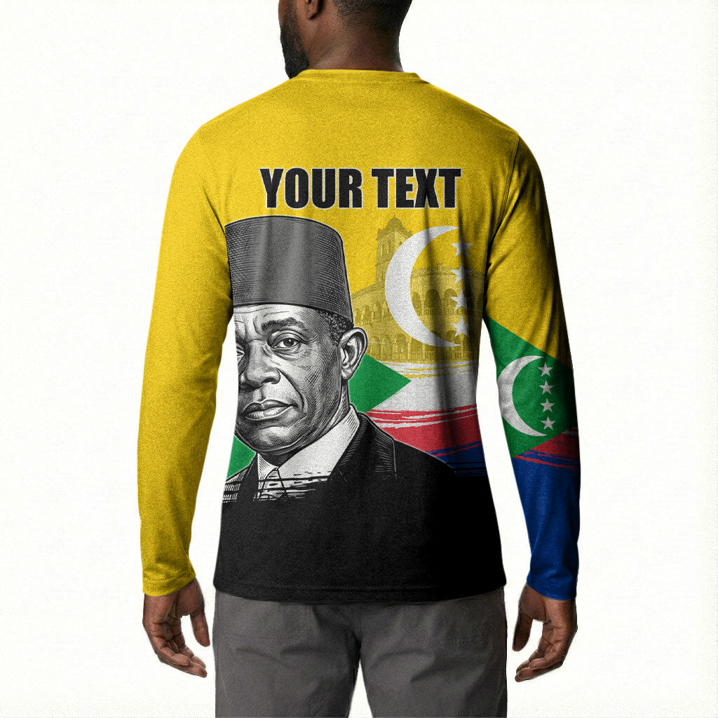 Personalized Comoros Independence Day Button Sweatshirt Ahmed Abdallah Vintage Portrait Sketch