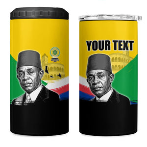 Personalized Comoros Independence Day 4 in 1 Can Cooler Tumbler Ahmed Abdallah Vintage Portrait Sketch