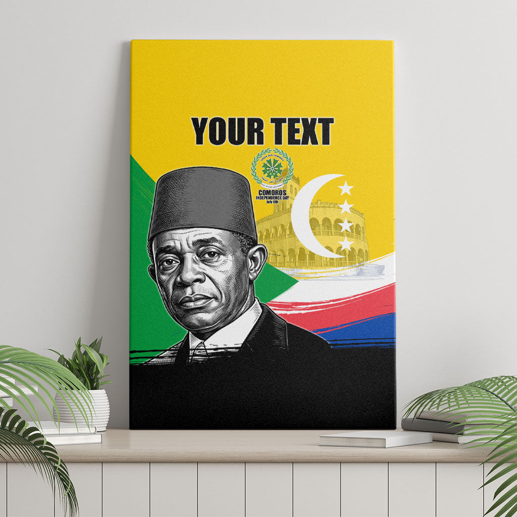 Personalized Comoros Independence Day Canvas Wall Art Ahmed Abdallah Vintage Portrait Sketch