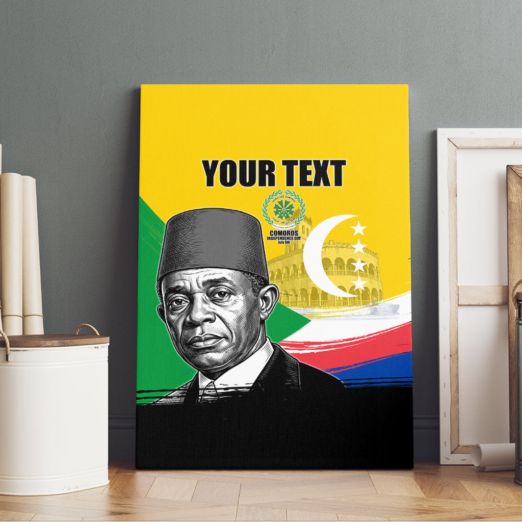 Personalized Comoros Independence Day Canvas Wall Art Ahmed Abdallah Vintage Portrait Sketch