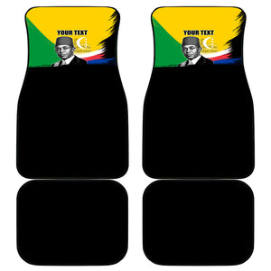 Personalized Comoros Independence Day Car Mats Ahmed Abdallah Vintage Portrait Sketch