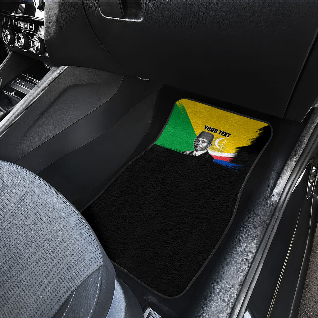 Personalized Comoros Independence Day Car Mats Ahmed Abdallah Vintage Portrait Sketch