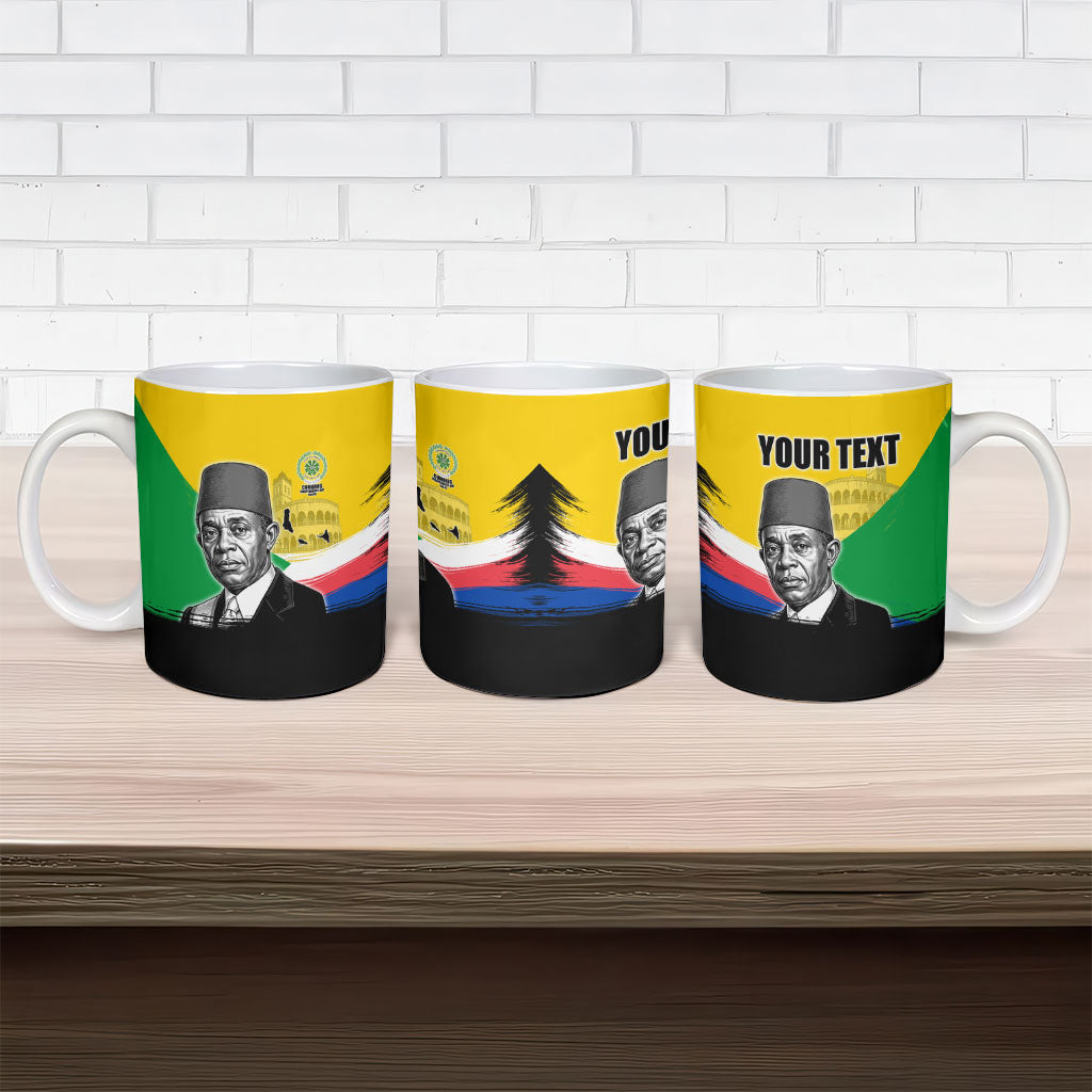 Personalized Comoros Independence Day Ceramic Mug Ahmed Abdallah Vintage Portrait Sketch