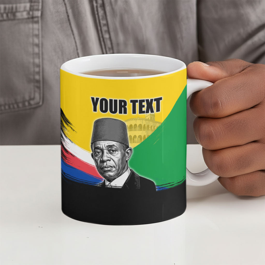 Personalized Comoros Independence Day Ceramic Mug Ahmed Abdallah Vintage Portrait Sketch