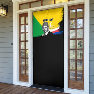 Personalized Comoros Independence Day Door Cover Ahmed Abdallah Vintage Portrait Sketch