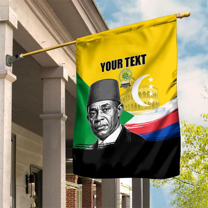 Personalized Comoros Independence Day Garden Flag Ahmed Abdallah Vintage Portrait Sketch