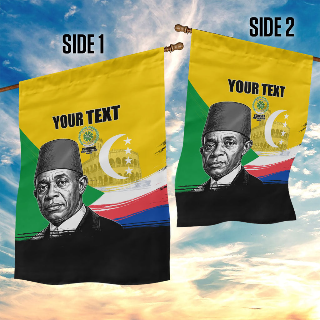 Personalized Comoros Independence Day Garden Flag Ahmed Abdallah Vintage Portrait Sketch