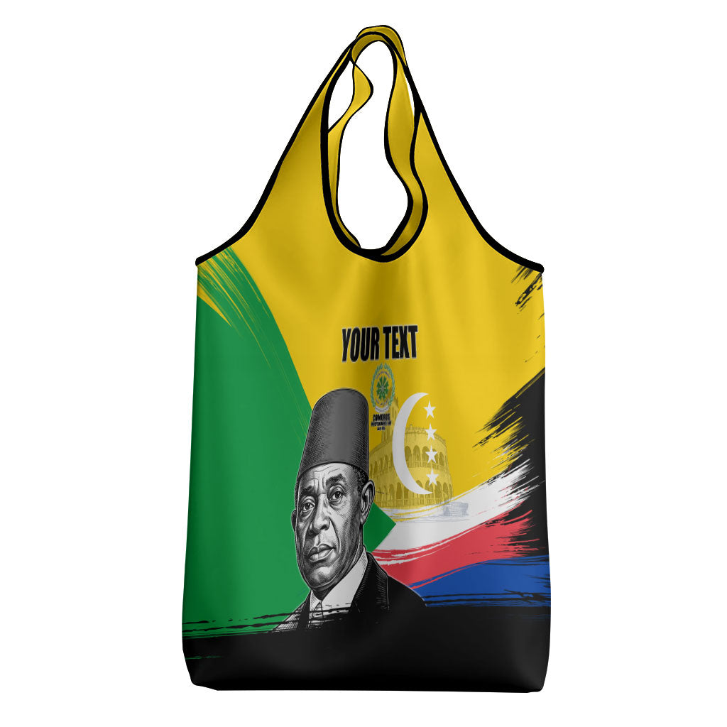 Personalized Comoros Independence Day Grocery Bag Ahmed Abdallah Vintage Portrait Sketch