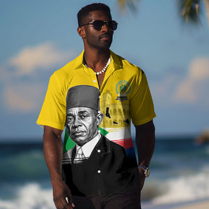 Personalized Comoros Independence Day Hawaiian Shirt Ahmed Abdallah Vintage Portrait Sketch