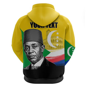 Personalized Comoros Independence Day Hoodie Ahmed Abdallah Vintage Portrait Sketch
