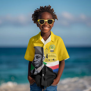 Personalized Comoros Independence Day Kid Hawaiian Shirt Ahmed Abdallah Vintage Portrait Sketch
