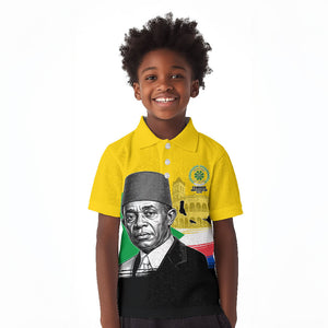 Personalized Comoros Independence Day Kid Polo Shirt Ahmed Abdallah Vintage Portrait Sketch