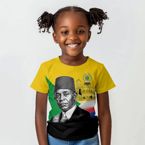 Personalized Comoros Independence Day Kid T shirt Ahmed Abdallah Vintage Portrait Sketch