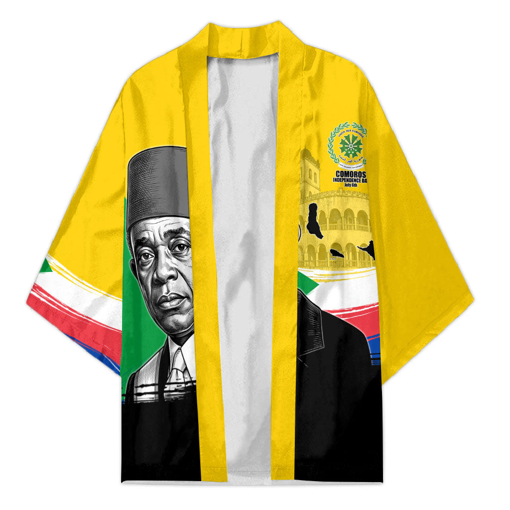 Personalized Comoros Independence Day Kimono Ahmed Abdallah Vintage Portrait Sketch