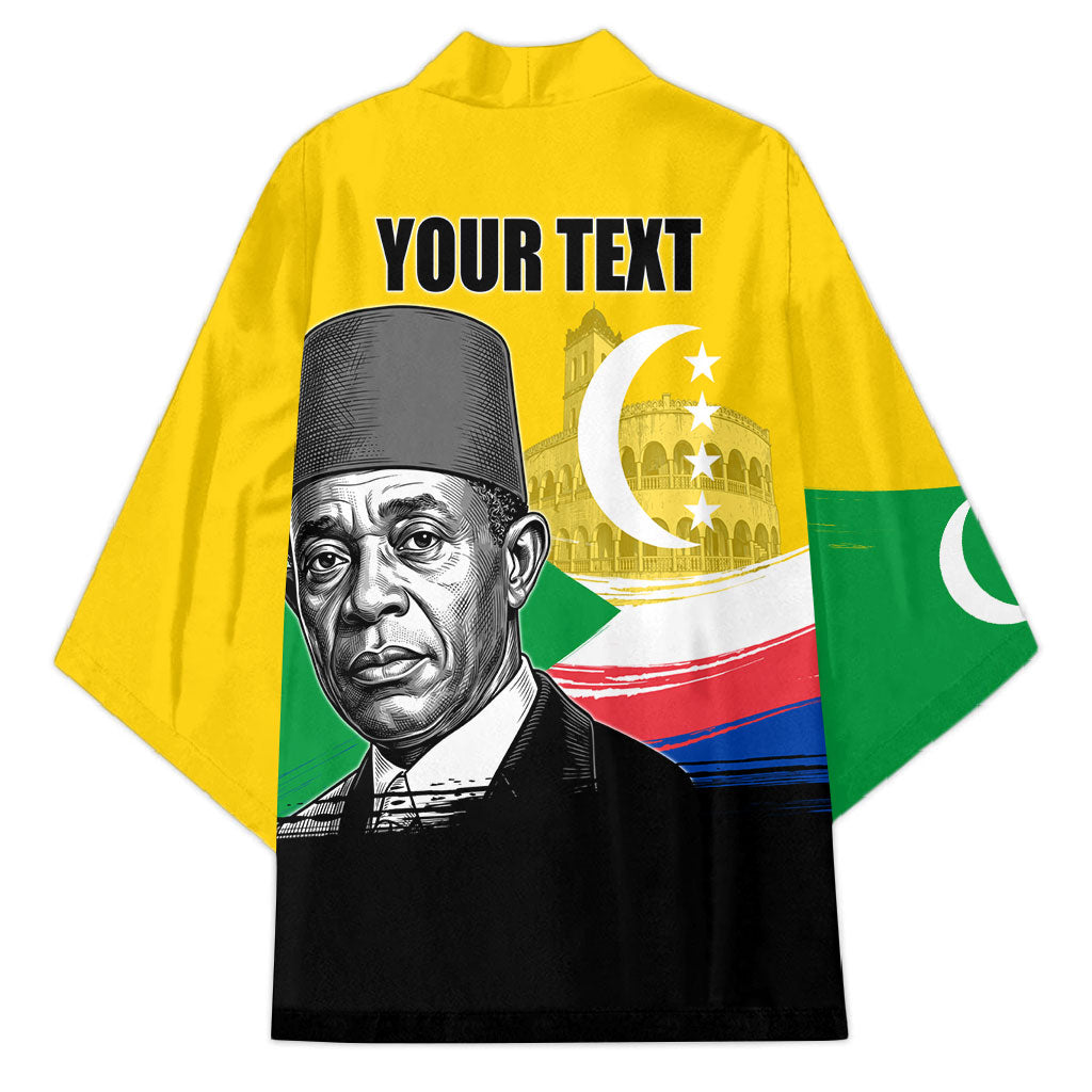 Personalized Comoros Independence Day Kimono Ahmed Abdallah Vintage Portrait Sketch