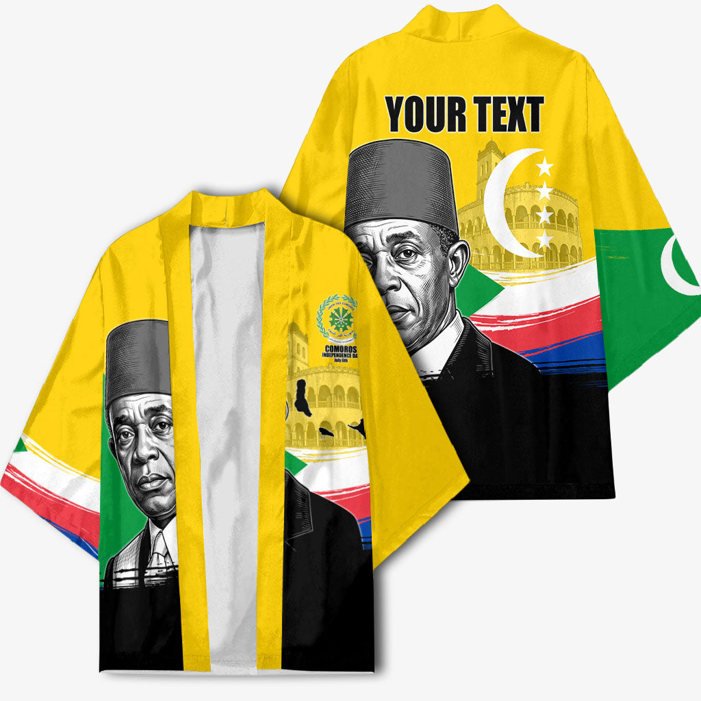 Personalized Comoros Independence Day Kimono Ahmed Abdallah Vintage Portrait Sketch