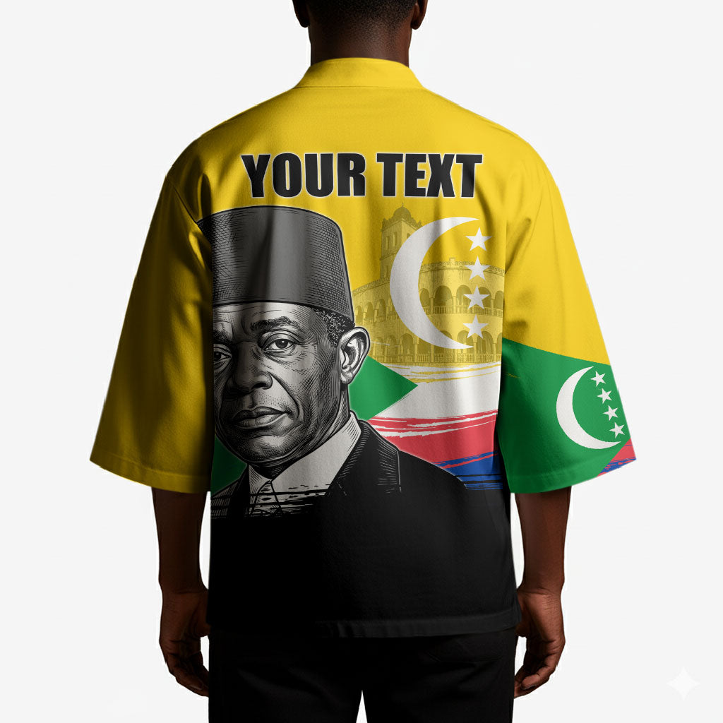 Personalized Comoros Independence Day Kimono Ahmed Abdallah Vintage Portrait Sketch