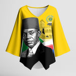 Personalized Comoros Independence Day Kimono Sleeve Blouse Ahmed Abdallah Vintage Portrait Sketch
