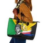 Personalized Comoros Independence Day Leather Tote Bag Ahmed Abdallah Vintage Portrait Sketch