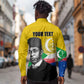 Personalized Comoros Independence Day Long Sleeve Button Shirt Ahmed Abdallah Vintage Portrait Sketch