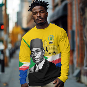 Personalized Comoros Independence Day Long Sleeve Shirt Ahmed Abdallah Vintage Portrait Sketch