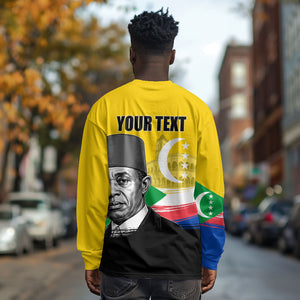 Personalized Comoros Independence Day Long Sleeve Shirt Ahmed Abdallah Vintage Portrait Sketch