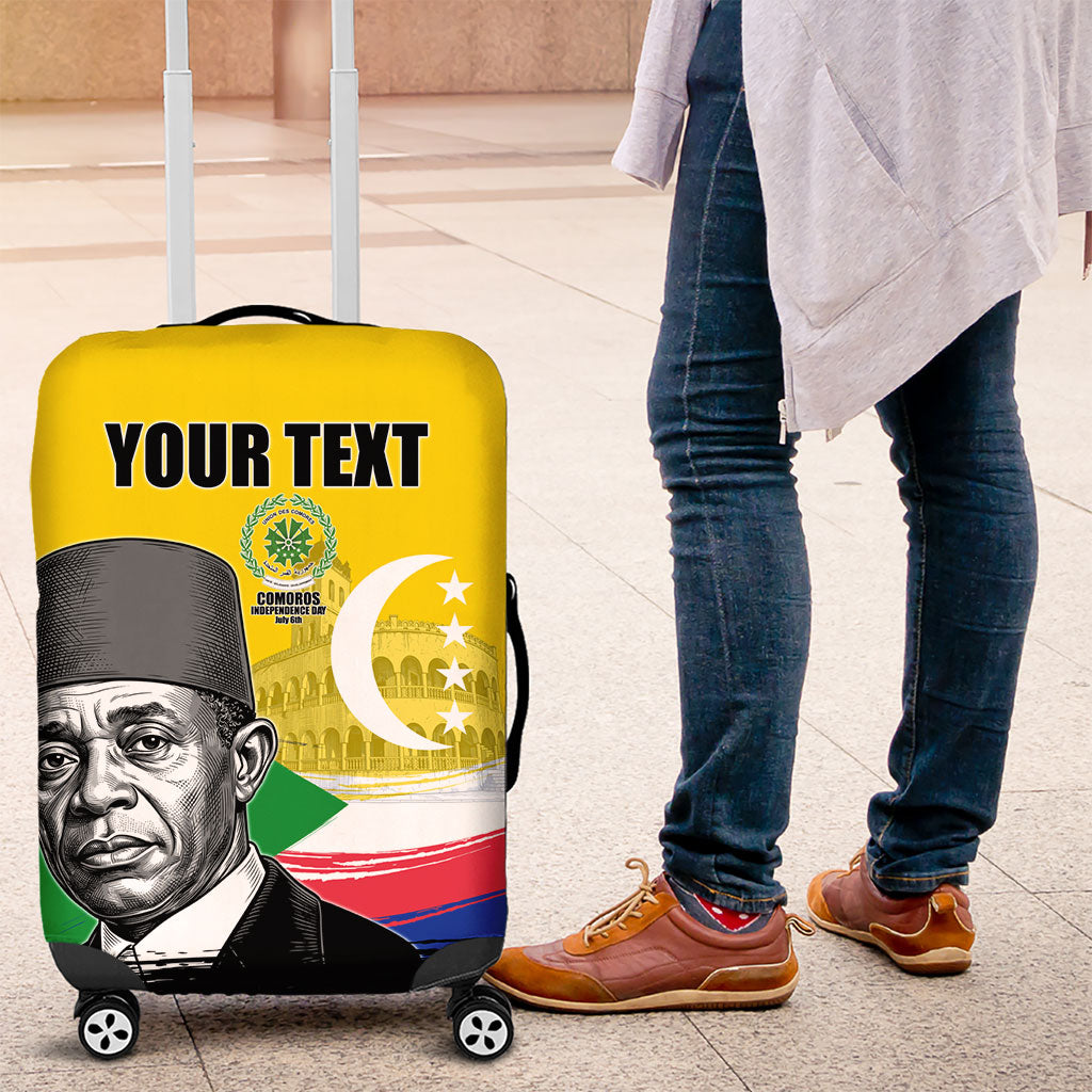 Personalized Comoros Independence Day Luggage Cover Ahmed Abdallah Vintage Portrait Sketch