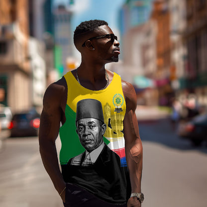Personalized Comoros Independence Day Men Tank Top Ahmed Abdallah Vintage Portrait Sketch