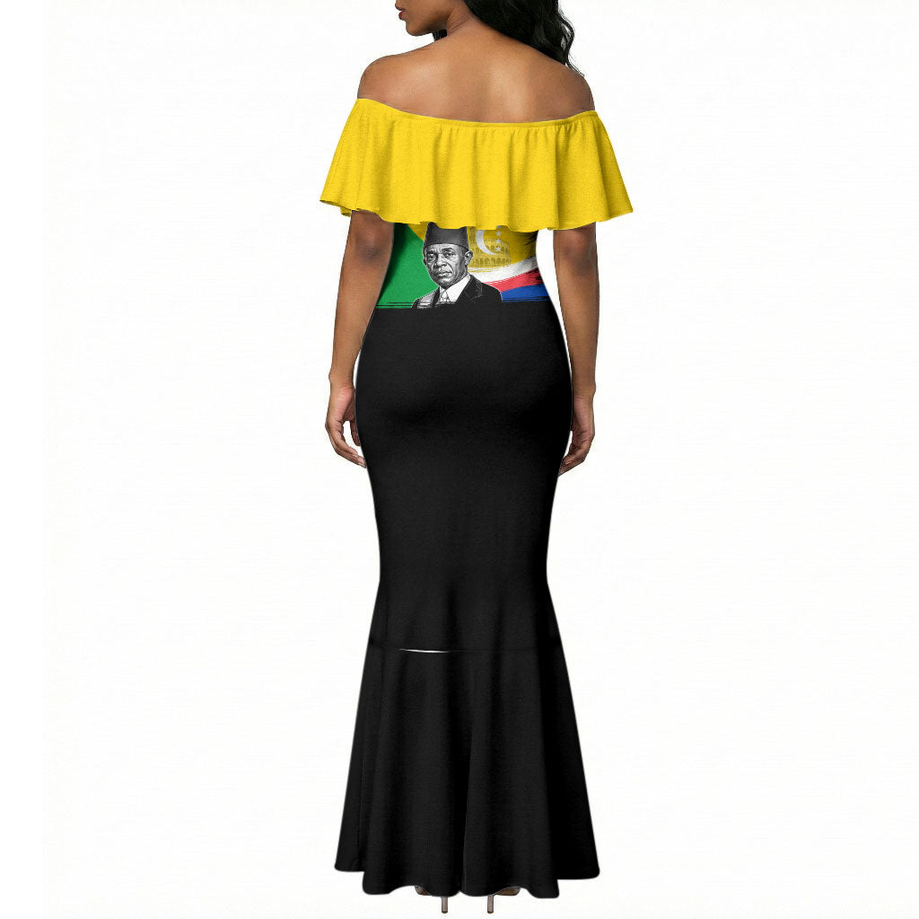 Personalized Comoros Independence Day Mermaid Dress Ahmed Abdallah Vintage Portrait Sketch