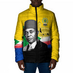 Personalized Comoros Independence Day Padded Jacket Ahmed Abdallah Vintage Portrait Sketch