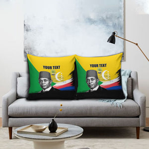Personalized Comoros Independence Day Pillow Cover Ahmed Abdallah Vintage Portrait Sketch