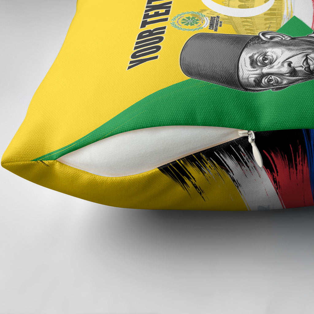 Personalized Comoros Independence Day Pillow Cover Ahmed Abdallah Vintage Portrait Sketch