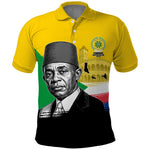 Personalized Comoros Independence Day Polo Shirt Ahmed Abdallah Vintage Portrait Sketch