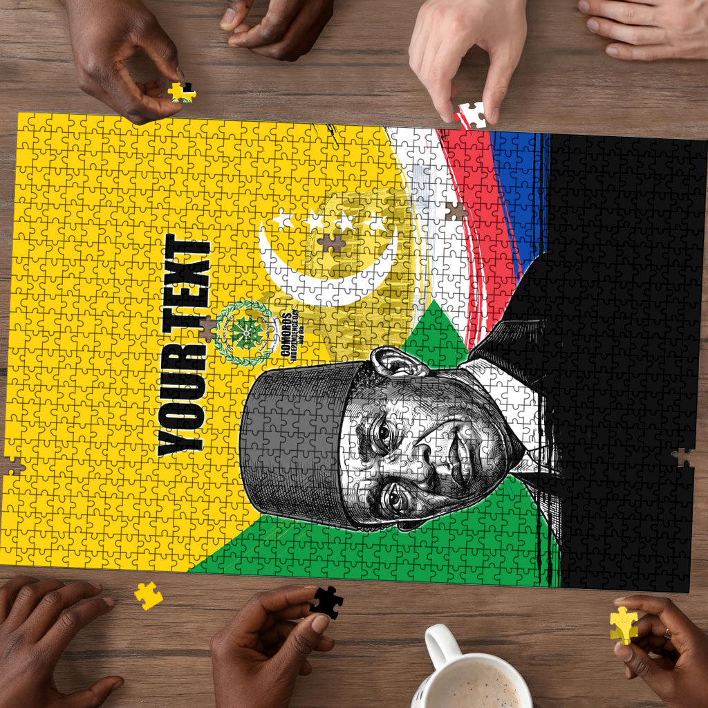 Personalized Comoros Independence Day Puzzle Ahmed Abdallah Vintage Portrait Sketch