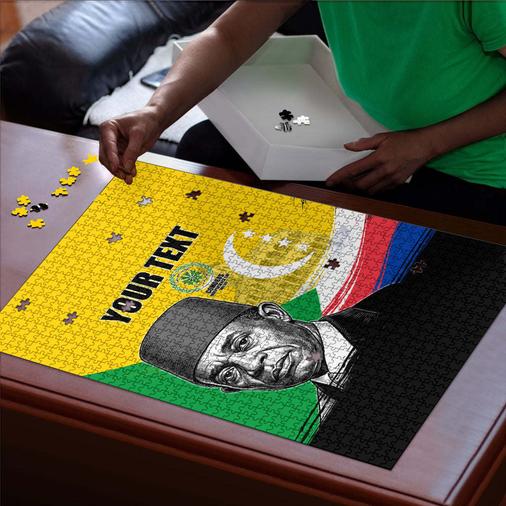 Personalized Comoros Independence Day Puzzle Ahmed Abdallah Vintage Portrait Sketch