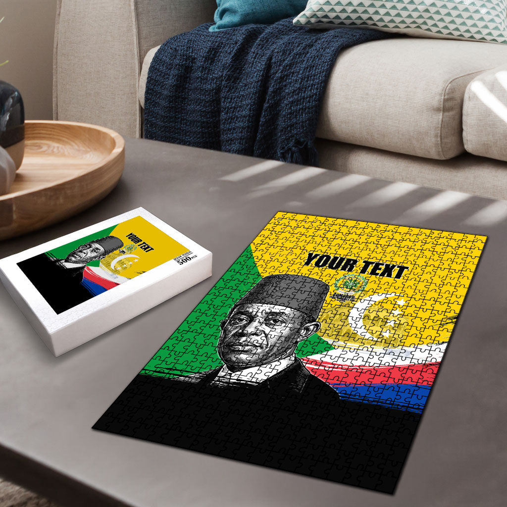 Personalized Comoros Independence Day Puzzle Ahmed Abdallah Vintage Portrait Sketch