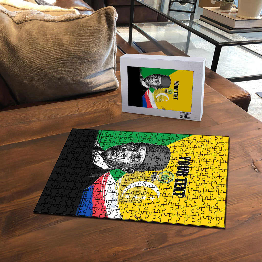 Personalized Comoros Independence Day Puzzle Ahmed Abdallah Vintage Portrait Sketch